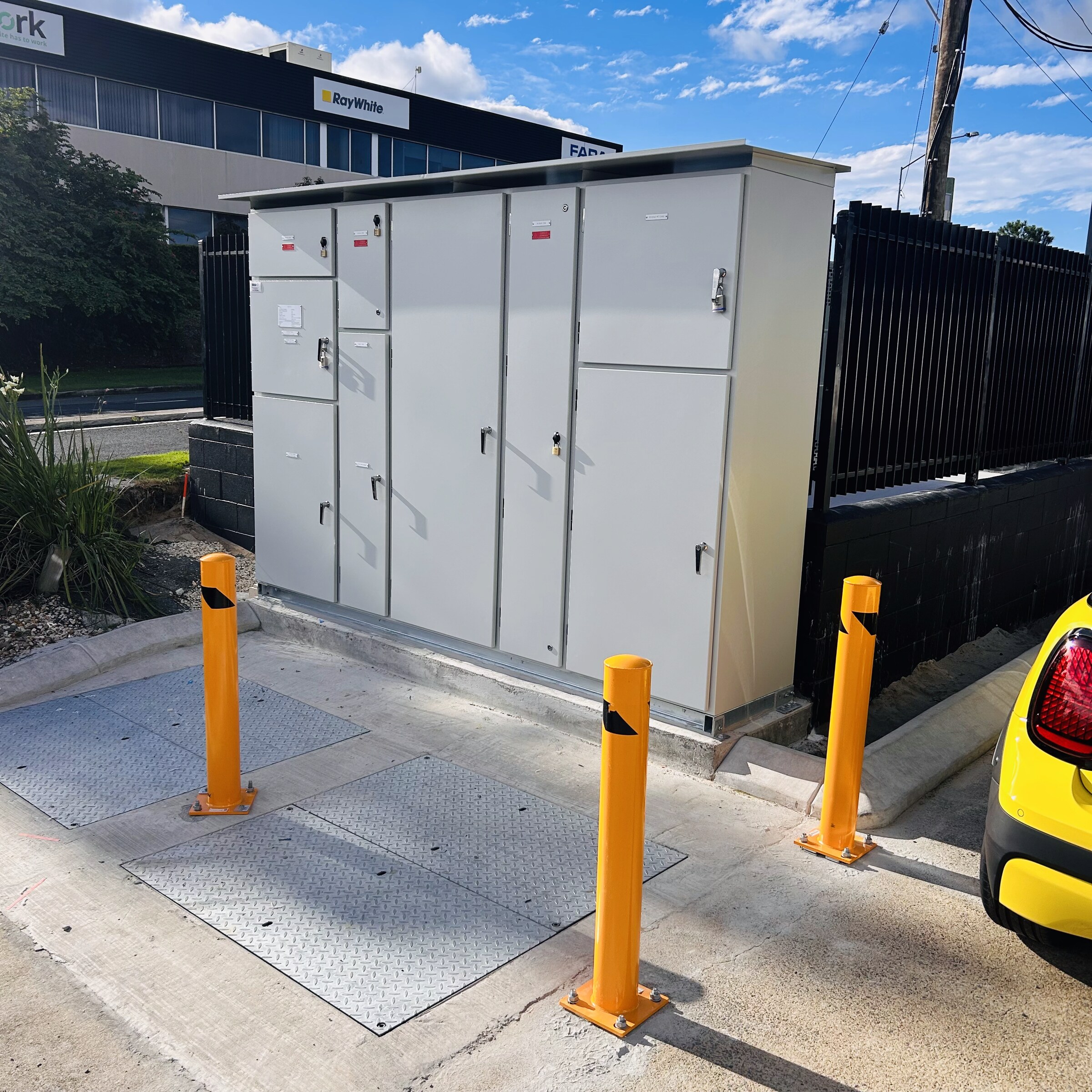Schneider EV charger installation detail at BMW Motorline Brisbane
